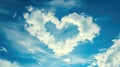 Heart shaped cloud in the beautiful blue sky, valentines day background Royalty Free Stock Photo