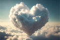 Heart shaped cloud on blue sky background. Love concept. Generative AI Royalty Free Stock Photo