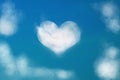 Heart shaped cloud in the blue sky. Cloudy heart background. Royalty Free Stock Photo