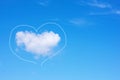 Heart-shaped cloud on a blue sky. Copy space. Concept of love, romance and valentines day Royalty Free Stock Photo