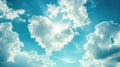 Heart shaped cloud in the blue sky with sunlight, valentines day background Royalty Free Stock Photo