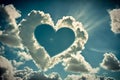 Heart shaped cloud in the blue sky. White cloud in shape of heart. Love concept. Generative AI Royalty Free Stock Photo