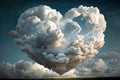 Heart shaped cloud in the blue sky. White cloud in shape of heart. Love concept. Generative AI Royalty Free Stock Photo