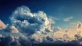 Heart Shaped Cloud on Bright Blue Sky and White Clouds. Generative AI Royalty Free Stock Photo