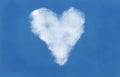 Heart shaped cloud illustration with blue sky. White clouds