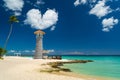 Heart shaped cloud over Lighthouse on the beach of the Caribbean, Dominican Republic, Bayahibe - Love Wedding Concept