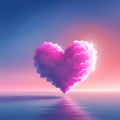 Heart shaped cloud over ocean background Royalty Free Stock Photo