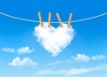 Heart shaped cloud on rope. Nature beautiful background. Royalty Free Stock Photo