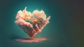 Cloudy Heart Art with a few Lightning Illustration Banner- Generative AI Royalty Free Stock Photo