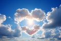 Heart shaped cloud in the sky. Flying clouds with heart shape. Love, romantic and wedding concept. Happy Valentine\'s day Royalty Free Stock Photo