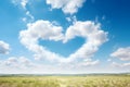 Heart shaped cloud in the sky. Flying clouds with heart shape. Love, romantic and wedding concept. Happy Valentine\'s day Royalty Free Stock Photo
