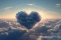 Heart shaped cloud in the sky, love. Background. AI generative Royalty Free Stock Photo