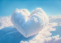 Heart shaped cloud on sky for Love and Valentines concept, Generative AI