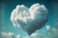 Heart shaped cloud in a summer blue sky. Generative ai Royalty Free Stock Photo