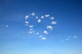 Heart shaped clouds on blue sky Royalty Free Stock Photo