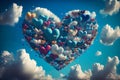 Heart shaped clouds in blue sky, concept of love, saint Valentine day, generative ai Royalty Free Stock Photo