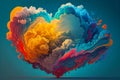 Heart shaped clouds in blue sky, concept of love, saint Valentine day, generative ai Royalty Free Stock Photo