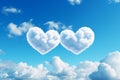 Heart shaped clouds in the sky. Flying clouds with heart shape. Love, romantic and wedding concept. Happy Valentine\'s day Royalty Free Stock Photo