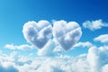 Heart shaped clouds in the sky. Flying clouds with heart shape. Love, romantic and wedding concept. Happy Valentine\'s day Royalty Free Stock Photo