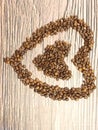 heart-shaped coffee beans love natural symbol flavor Royalty Free Stock Photo