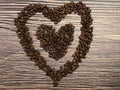 heart-shaped coffee beans love natural symbol flavor Royalty Free Stock Photo