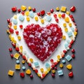 Heart-shaped colorful sweet candy background Royalty Free Stock Photo