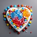 Heart-shaped colorful sweet candy background Royalty Free Stock Photo