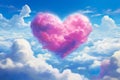 heart shaped colourful cloud in blue sky, creative design pattern concept, generative AI