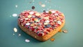 Heart-shaped cookie with colorful sprinkles Royalty Free Stock Photo