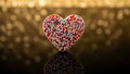 Heart-shaped cookie with colorful sprinkles Royalty Free Stock Photo