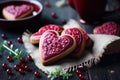 Heart shaped cookies icing for Valentine\'s day delicious homemade natural pastry