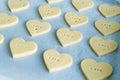 Heart-shaped cookies ready to bake. Pastry Concept Royalty Free Stock Photo