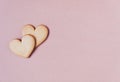 Heart shaped cookies on soft light background