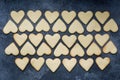 Heart shaped cookies for valentine`s day on dark background. Close up Royalty Free Stock Photo