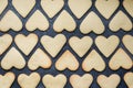 Heart shaped cookies for valentine`s day on dark background. Close up Royalty Free Stock Photo