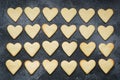 Heart shaped cookies for valentine`s day on dark background. Close up Royalty Free Stock Photo