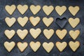 Heart shaped cookies for valentine`s day on dark background. Close up Royalty Free Stock Photo