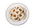 Heart shaped cookies on a white plate