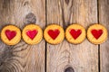 Heart shaped cookies on wooden table Royalty Free Stock Photo