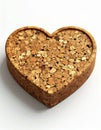 Heart Shaped Cork Coaster with Texture on White Surface Top View Royalty Free Stock Photo