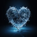 A heart-shaped crafted from ice, shimmering with frosty beauty, symbolizing love and elegance