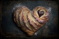 heart-shaped croissant filled with strawberry or blackberry jam