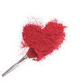 Heart shaped crushed makeup color powder Royalty Free Stock Photo