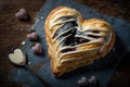 heart-shaped danish pastry with blueberry jam and cream cheese filling Royalty Free Stock Photo