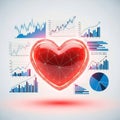 Heart shaped data visualization isolated on white background Royalty Free Stock Photo