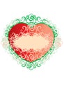 Heart-shaped decorative frame in in red and green colors, isolated object on a white background, vector illustration Royalty Free Stock Photo