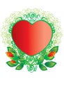 Heart-shaped decorative frame in in red and green colors, isolated object on a white background, vector illustration Royalty Free Stock Photo