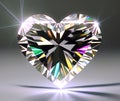 Heart shaped diamond, beautiful sparkling transparent diamond gemstone. Generative Ai