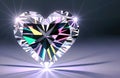 Heart shaped diamond, beautiful sparkling transparent diamond gemstone. Generative Ai