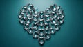 Heart-shaped diamonds on blue background Royalty Free Stock Photo
